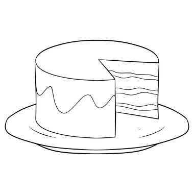 tatlı kek çizimi el çizimi ana hatlı vektör