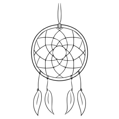 rüya yakalayıcı illüstrasyon ana hatları vektörü