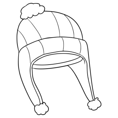 Kışlık toque hat illüstrasyon el çizimi ana hat vektörü