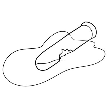 Bozuk kimyasal test tüpü çizimi el çizimi ana hatlı vektör