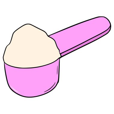 Bir kaşık süt tozu çizimi elle izole edilmiş vektör