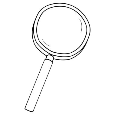 Büyütme cam illüstrasyon el çizimi ana hatlı vektör