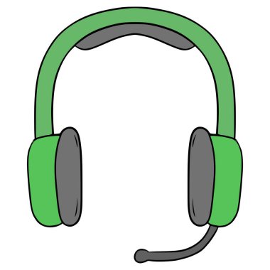 yeşil kulaklıklar çizim el izole vektörü