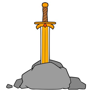 Excalibur illüstrasyon el çizimi izole vektör