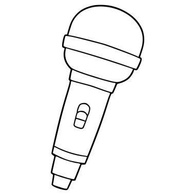 mikrofon çizimi el çizimi ana hat vektörü