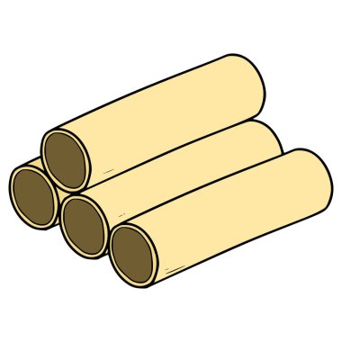 Pişmemiş cannelloni makarna çizimi elle izole edilmiş vektör