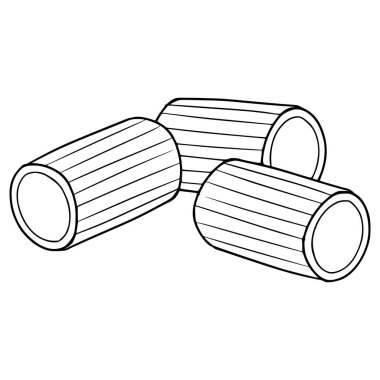 ditalini pasta illüstrasyon el çizimi ana hatlı vektör