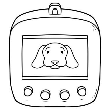 Pocket pet dog game illustration hand drawn outline vector clipart