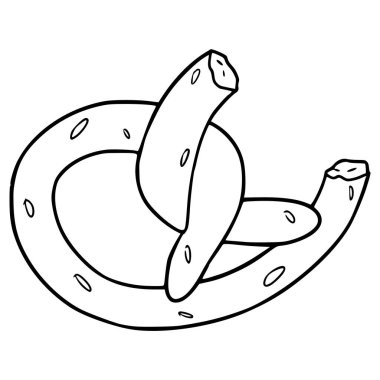 Isırılmış simit çizimi el çizimi ana hatlı vektör