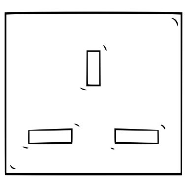 elektrik prizi tip G illüstrasyon el çizimi ana hat vektörü