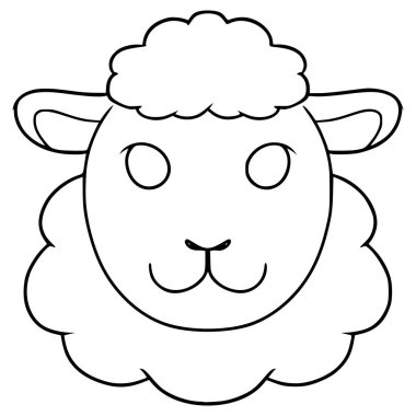 Şirin koyun yüzü çizimi el çizimi ana hat vektörü