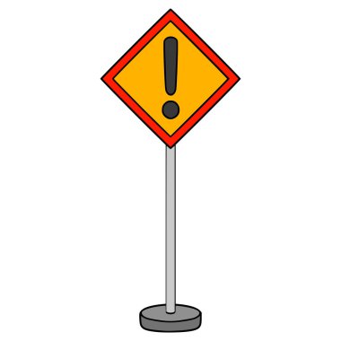 Elmas biçimli uyarı işareti çizimi izole edilmiş vektör