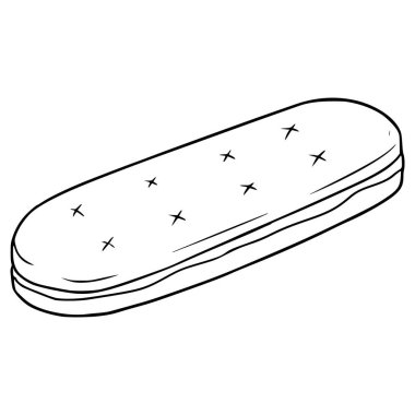 Sandviç bisküvisi çizimi el çizimi taslak vektörü