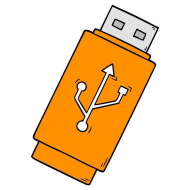 usb çubuğu veya flash disk çizimi elle izole edilmiş vektör