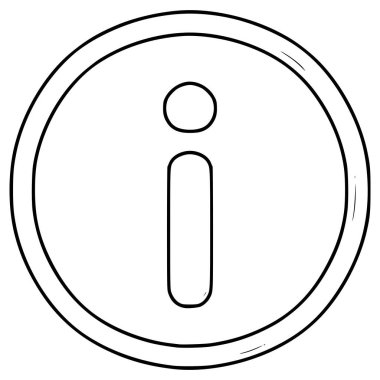 bilgi düğmesi çizimi el çizimi ana hat vektörü