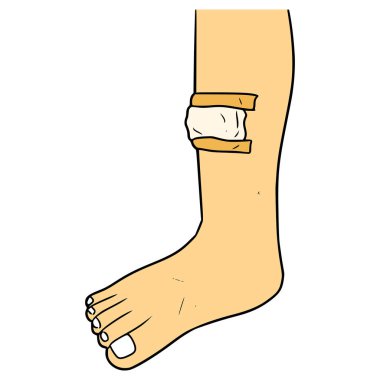 yaralı bacak çizimi el izole vektörü