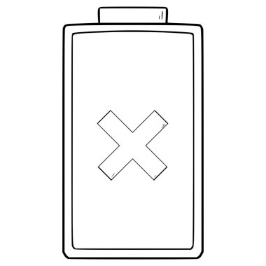 boş pil seviyesi göstergesi el çizimi dış hat vektörü