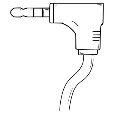 ses jack illüstrasyon el çizimi ana hat vektörü