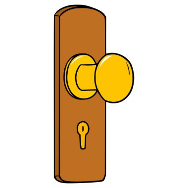 kapı tokmağı çizimi el izole vektörü