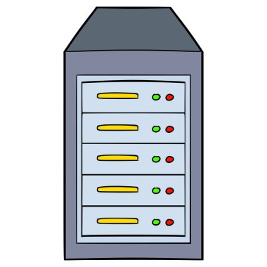 sunucu rafı çizimi elle izole edilmiş vektör