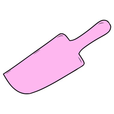 Pembe plastik pasta bıçağı çizim elle izole edilmiş vektör