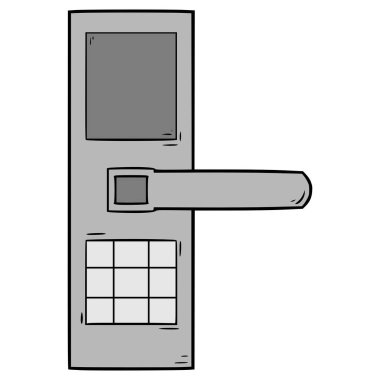 Pin anahtarı illüstrasyon elle izole edilmiş vektör ile kapı kolu