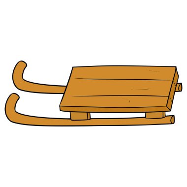 Tahta kızak çizimi elle izole edilmiş vektör