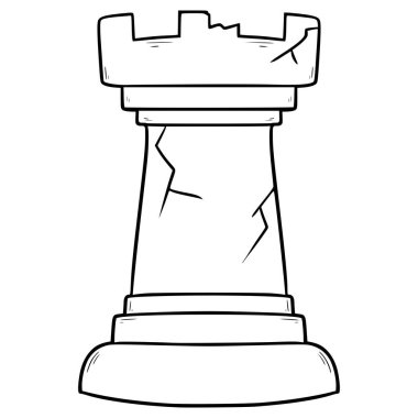 kırık kale parçası çizimi el çizimi ana hat vektörü