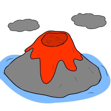 Yanardağ çizimi elle izole edilmiş vektör