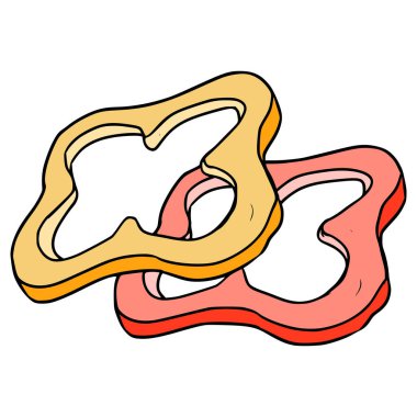 Dilimlenmiş kırmızı biber resimli el izole edilmiş vektör çizdi