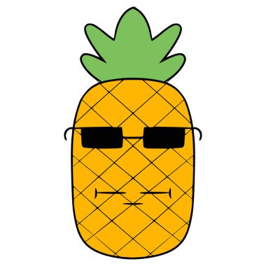 karakter ananas çizimi el izole edilmiş vektör