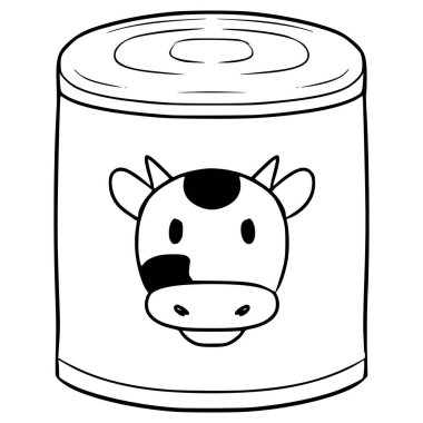 yoğunlaştırılmış süt illüstrasyon el çizimi ana hatlı vektör