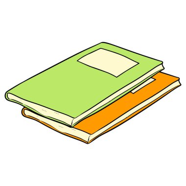 iki kitap çizimi el çizimi izole vektör