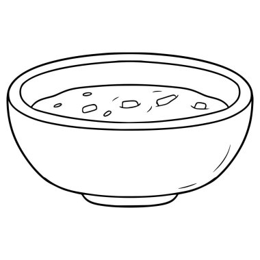 Bir kase çorba illüstrasyon el çizimi taslak vektör