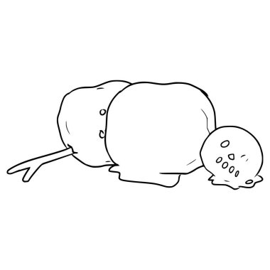 yok edilen kardan adam çizimi el çizimi ana hat vektörü