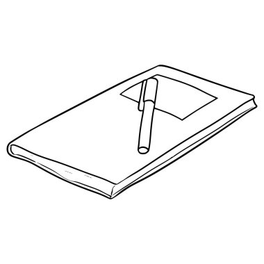 kitap ve kalem çizimi el çizimi ana hat vektörü