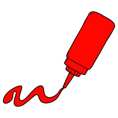 konteynır veya şişe ketçap çizimi elle izole edilmiş vektör