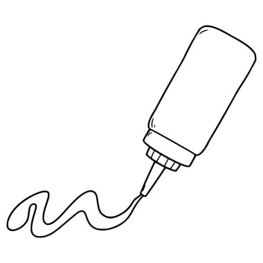 kabın veya şişe ketçap illüstrasyon el çizimi ana hatlı vektör