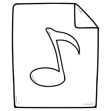 ses veya müzik dosyası simgesi el çizimi dış hat vektörü
