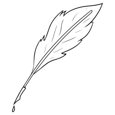 Quill kalem illüstrasyon el çizimi ana hat vektörü
