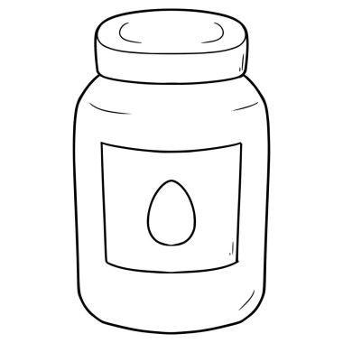 Mayonez kavanozu çizimi el çizimi ana hatlı vektör