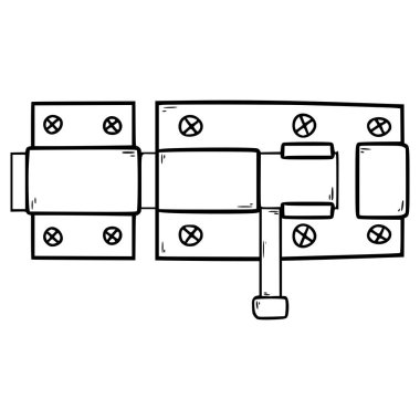 Kapı sürgüsü çizimi el çizimi ana hat vektörü