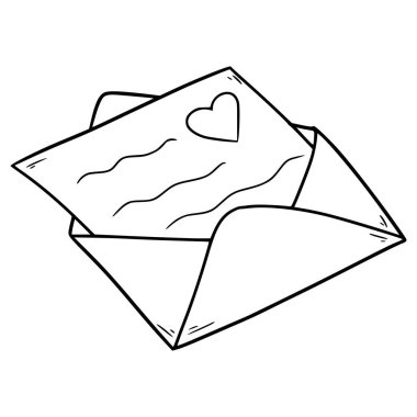 aşk harfi illüstrasyon el çizimi ana hat vektörü