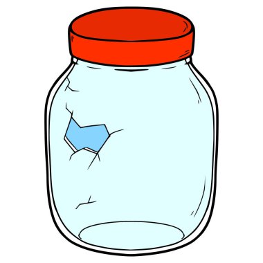 Kırık cam kavanoz çizimi elle izole edilmiş vektör