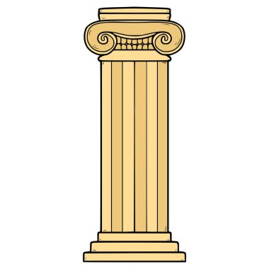 sütun iyonik çizim el izole vektörü