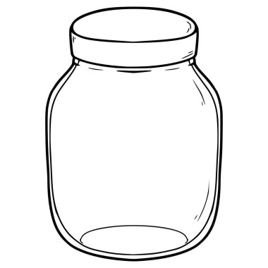 boş cam kavanoz illüstrasyon el çizimi ana hat vektörü