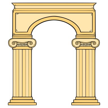 Kemer sütunları çizim el izole vektörü