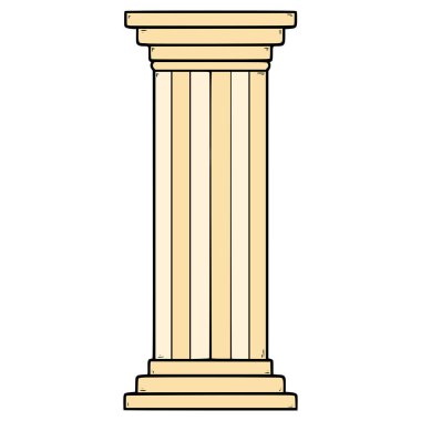 doric sütun çizimi elle izole edilmiş vektör