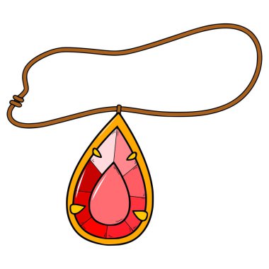 kırmızı mücevher kolye çizim el izole vektör çizdi