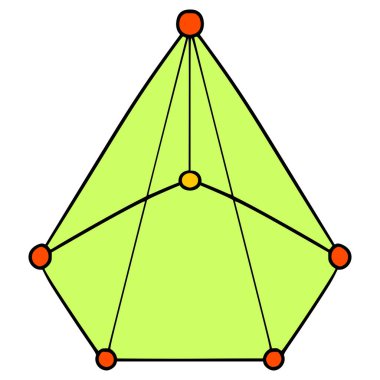 beşgen piramit çizim eli izole edilmiş vektörü çizdi